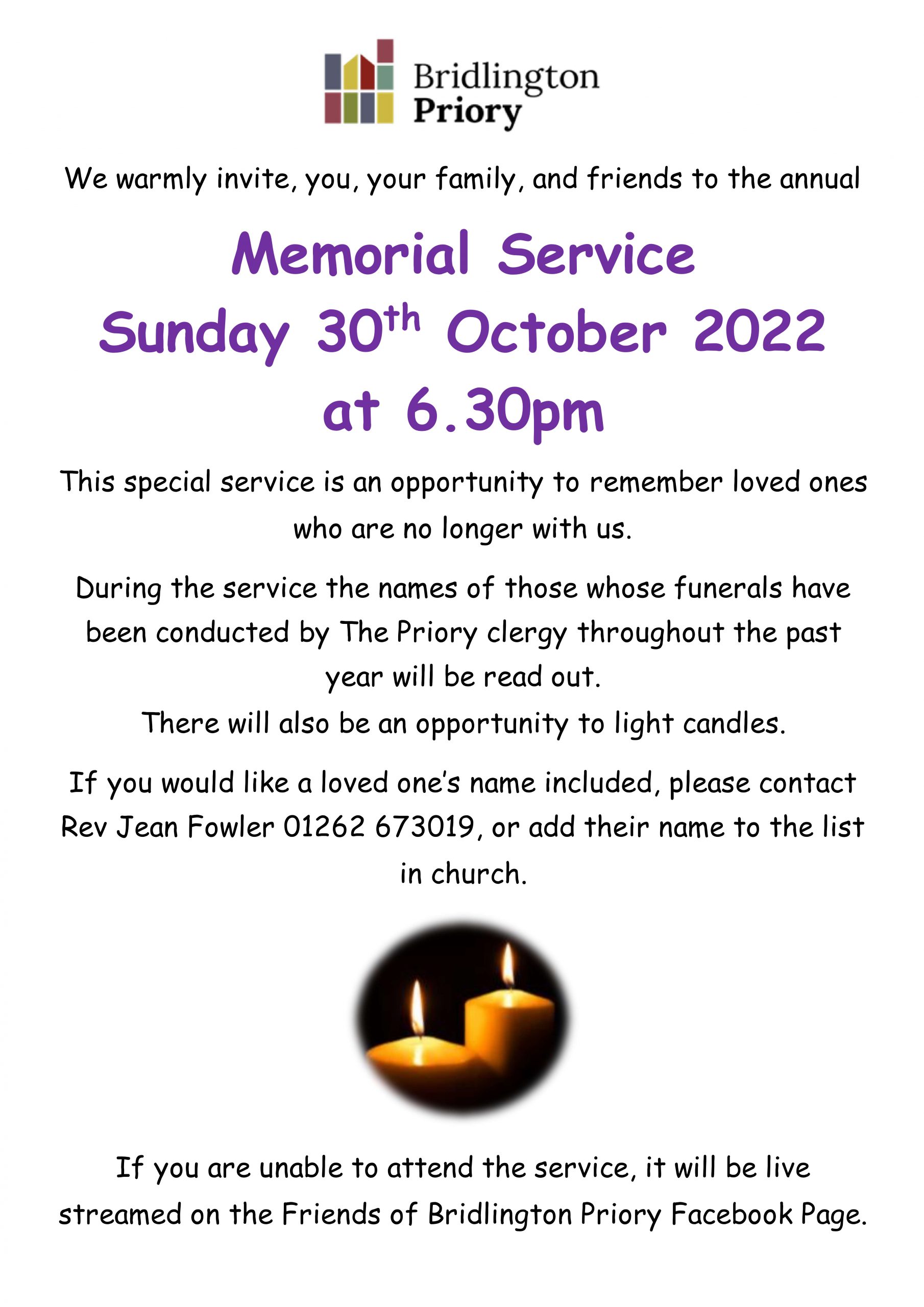 Bridlington Priory - Memorial Service 2022