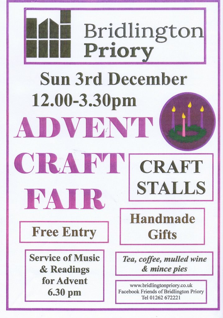 Poster - Advent Craft Fair 2023 at Bridlington Priory