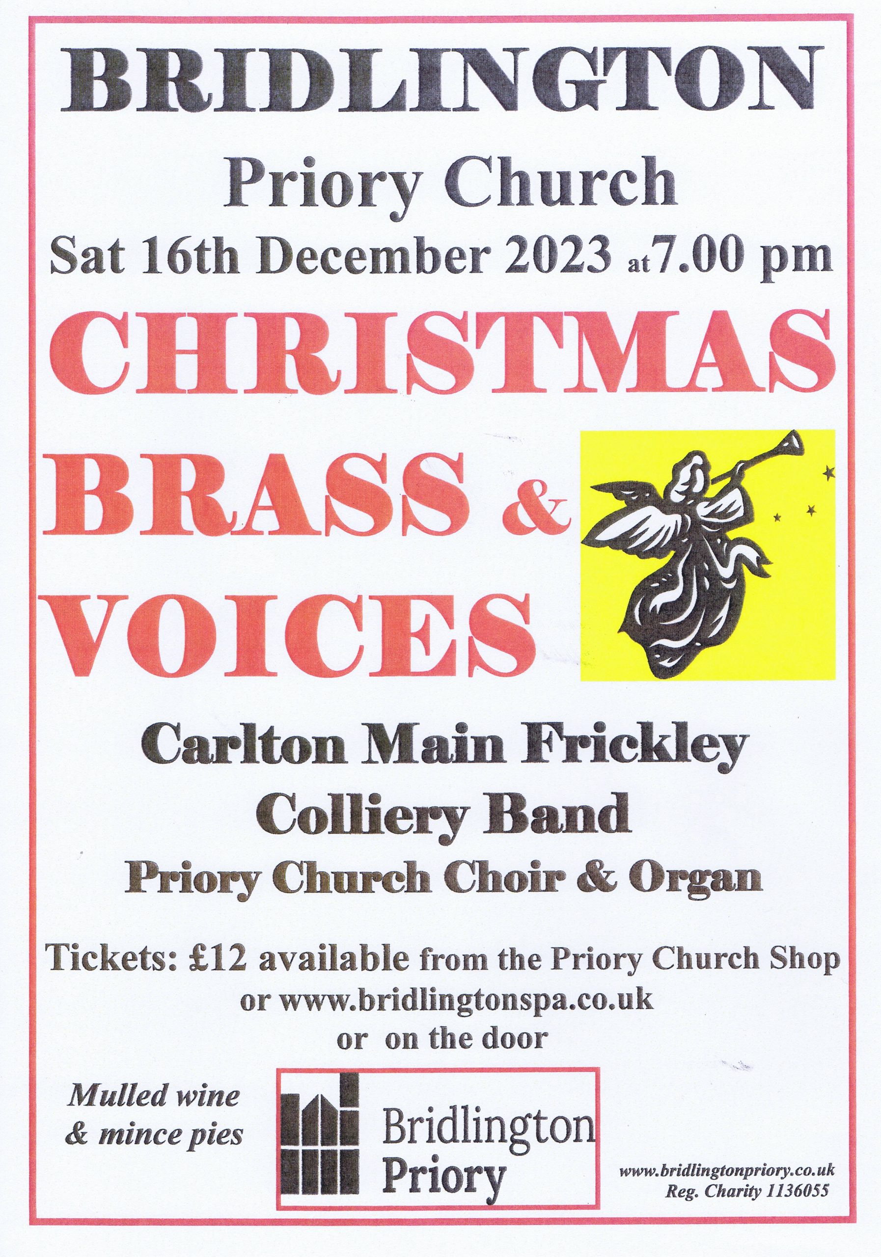 Poster - Christmas Brass & Voices 2023 at Bridlington Priory