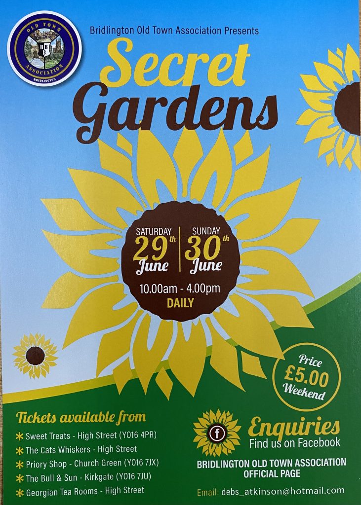 Event poster: Bridlington Old Town Secret Gardens 2024